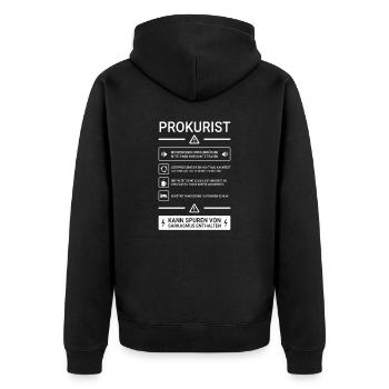 Prokurist I Prokura juristisches Motiv für - Unisex Premium Bio Zip Hoodie - Schwarz - Hinten - Nico (187cm)