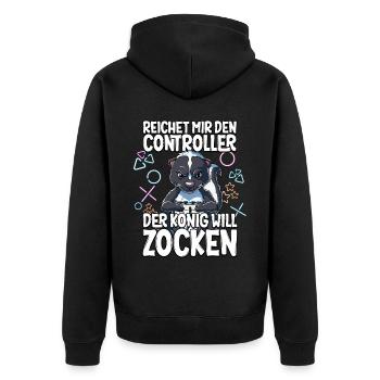 Videospiel Gaming Stinktier Zocken - Unisex Premium Bio Zip Hoodie - Schwarz - Hinten - Nico (187cm)