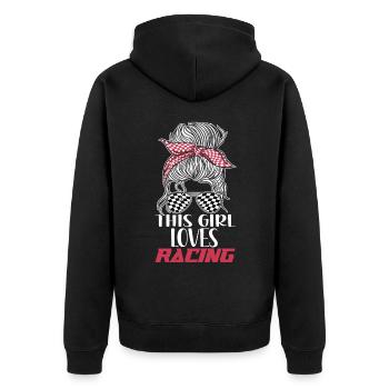 Racing Race Sunglasses Girl This - Unisex Premium Organic Zip Hoodie - black - Back - Nico (187cm)