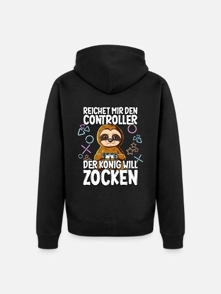 Videospiel Gaming Faultier Zocken - Unisex Premium Bio Zip Hoodie - Schwarz