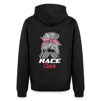 Racing Race Sunglasses Girl Race - Unisex Premium Bio Zip Hoodie - Schwarz - Hinten - Nico (187cm)