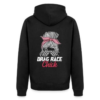Racing Race Sunglasses Girl Drag - Unisex Premium Organic Zip Hoodie - black - Back - Nico (187cm)
