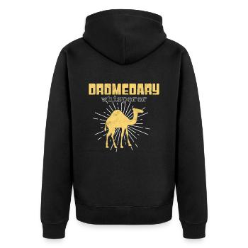 Dromedar Flüsterer - Unisex Premium Bio Zip Hoodie - Schwarz - Hinten - Nico (187cm)
