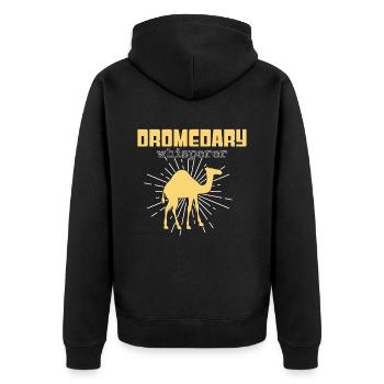 Dromedar Flüsterer - Unisex Premium Bio Zip Hoodie - Schwarz - Hinten - Nico (187cm)