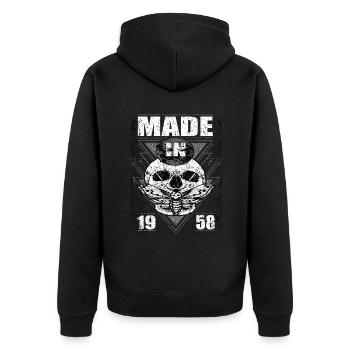 Fabriqué en 1958 Vintage Retro Limited Edition - Veste à capuche bio Premium Unisexe - noir - Dos - Nico (187cm)