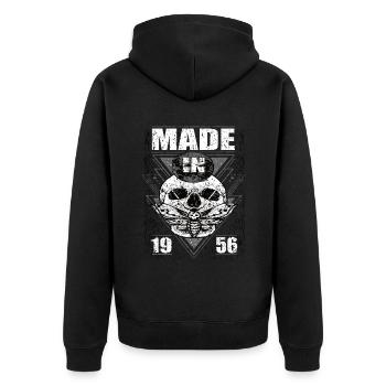Made in 1956 Vintage Retro Limited Edition - Unisex Premium Bio Zip Hoodie - Schwarz - Hinten - Nico (187cm)