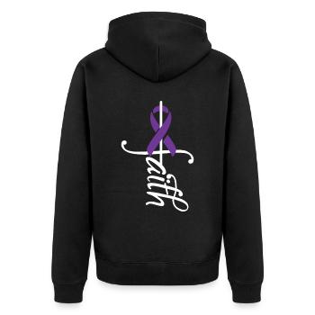 Ribbon Mukoviszidosebewusstsein - Unisex Premium Bio Zip Hoodie - Schwarz - Hinten - Nico (187cm)