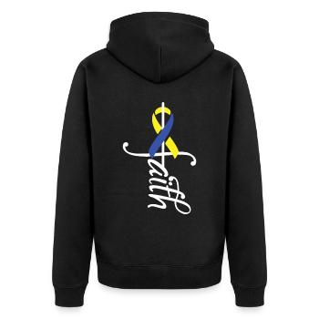 Awareness of Ribbon Down Syndrome - Unisex Premium Organic Zip Hoodie - black - Back - Nico (187cm)
