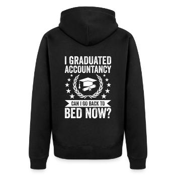Ich Habe Die Buchhaltung Abgeschlossen - Unisex Premium Bio Zip Hoodie - Schwarz - Hinten - Nico (187cm)