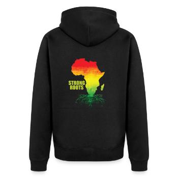 Strong Roots Land Kontinent Afrika Karte - Unisex Premium Bio Zip Hoodie - Schwarz - Hinten - Nico (187cm)