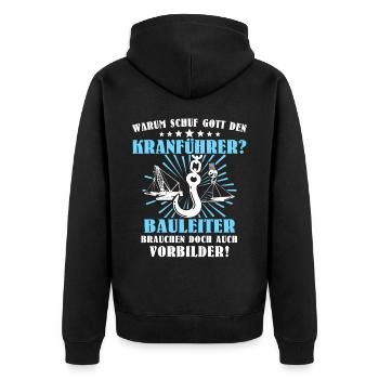 Kranführer Kran Kranfahrer Kranfahren - Unisex Premium Bio Zip Hoodie - Schwarz - Hinten - Nico (187cm)