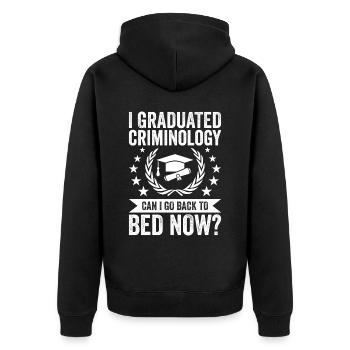 I Graduate Criminology - Unisex Premium Organic Zip Hoodie - black - Back - Nico (187cm)