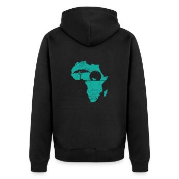Safari Afrika Bevölkerung Kontinent Karte - Unisex Premium Bio Zip Hoodie - Schwarz - Hinten - Nico (187cm)
