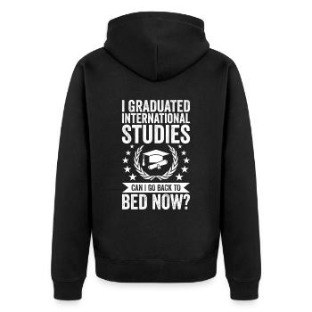 I Graduated International Studies - Unisex Premium Organic Zip Hoodie - black - Back - Nico (187cm)