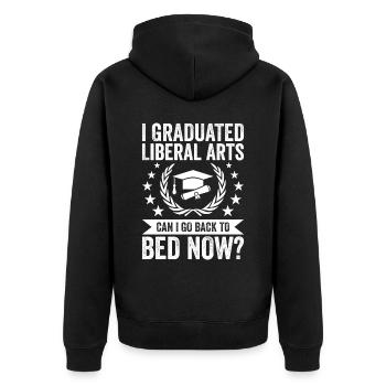 I Graduate Humanities - Unisex Premium Organic Zip Hoodie - black - Back - Nico (187cm)