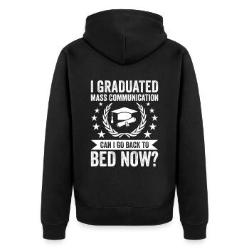 I Diplômé en communication de masse - Veste à capuche bio Premium Unisexe - noir - Dos - Nico (187cm)