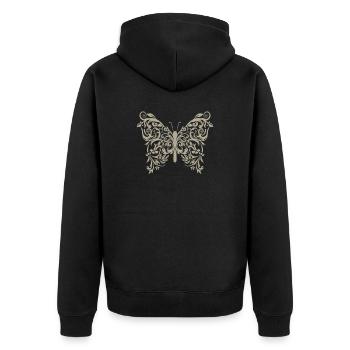 Barock Ästhetik Hippie Schmetterling Vintage Retro - Unisex Premium Bio Zip Hoodie - Schwarz - Hinten - Nico (187cm)