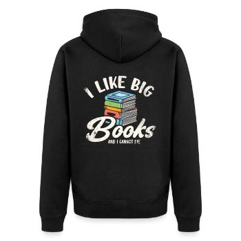 J’aime les gros livres et je peux concevoir pour - Veste à capuche bio Premium Unisexe - noir - Dos - Nico (187cm)