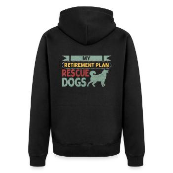 Meine Lieblingsrasse Ist Gerettetes - Unisex Premium Bio Zip Hoodie - Schwarz - Hinten - Nico (187cm)