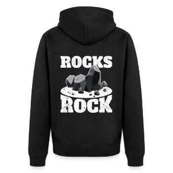 Funny Rock Hunting Geologist Rock Hunter - Unisex Premium Organic Zip Hoodie - black - Back - Nico (187cm)