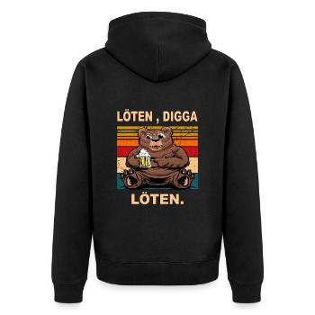 Löten, Digga LÖTEN! Biertrinker Sauf Spruch Bär - Unisex Premium Bio Zip Hoodie - Schwarz - Hinten - Nico (187cm)