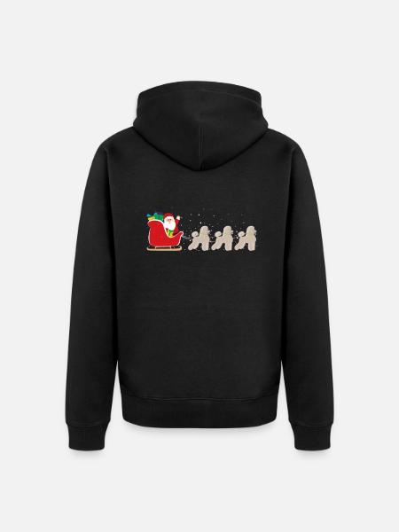 Poedel Santa Claus Christmas Slee - Grappig - Uniseks Premium bio ziphoodie - zwart