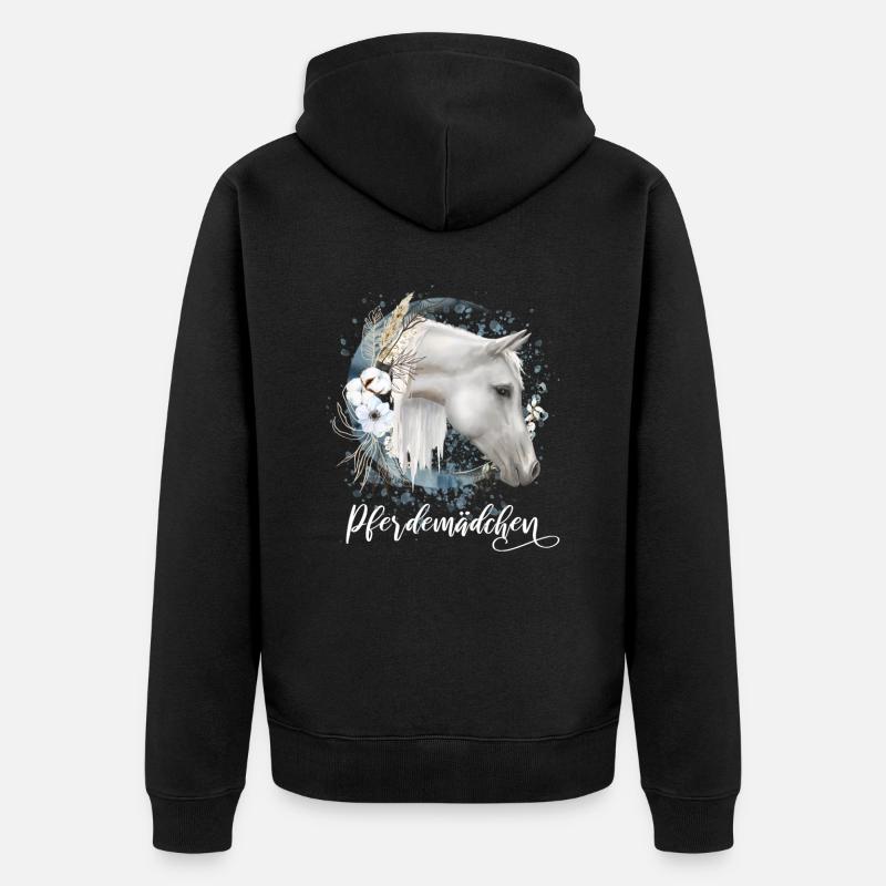 Pferdemädchen Pferde Geschenk Mädchen - Unisex Premium Bio Zip Hoodie - Schwarz