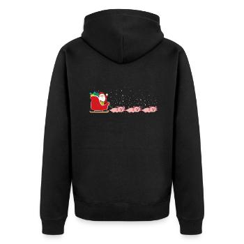 Axolotl Santa Weihnachtsschlitten - Lustiger - Unisex Premium Bio Zip Hoodie - Schwarz - Hinten - Nico (187cm)
