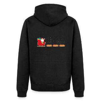 Hamster Santa Christmas Sleigh - Funny Hamster - Unisex Premium Organic Zip Hoodie - black - Back - Nico (187cm)