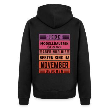 Technischer Geburtstag November geboren - Unisex Premium Bio Zip Hoodie - Schwarz - Hinten - Nico (187cm)
