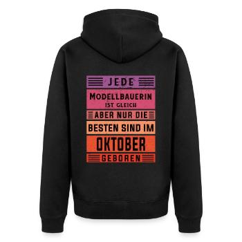 Technischer Geburtstag Oktober geboren - Unisex Premium Bio Zip Hoodie - Schwarz - Hinten - Nico (187cm)