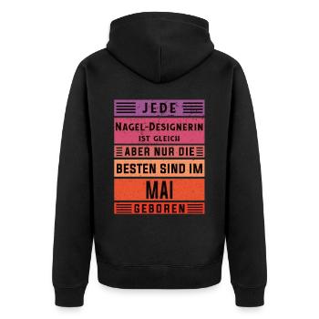 Nagelstudio Geburtstag Mai geboren - Unisex Premium Bio Zip Hoodie - Schwarz - Hinten - Nico (187cm)