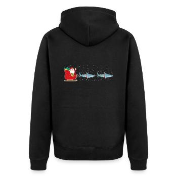 Shark Santa Claus Sleigh - Funnier - Unisex Premium Organic Zip Hoodie - black - Back - Nico (187cm)