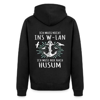 Husum Nordsee Husumer Urlaub - Unisex Premium Bio Zip Hoodie - Schwarz - Hinten - Nico (187cm)
