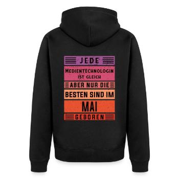 Drucker Geburtstag Mai geboren Medientechnologin - Unisex Premium Bio Zip Hoodie - Schwarz - Hinten - Nico (187cm)