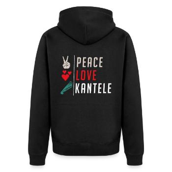Peace Love Kantele Musical Instrument - Unisex Premium Bio Zip Hoodie - Schwarz - Hinten - Nico (187cm)