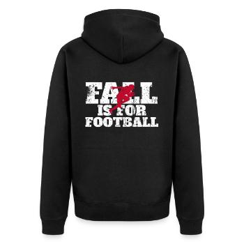 American Football Spieler Fall Is For Football - Unisex Premium Bio Zip Hoodie - Schwarz - Hinten - Nico (187cm)