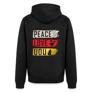 Peace Love Udu Instrument Udu Drum - Unisex Premium Organic Zip Hoodie - black - Back - Nico (187cm)