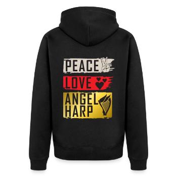 Peace Love Angel Harp Harp Players - Unisex Premium Bio Zip Hoodie - Schwarz - Hinten - Nico (187cm)
