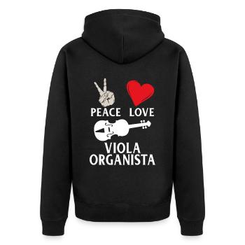 Peace Love Viola Organista Instrument - Unisex Premium Bio Zip Hoodie - Schwarz - Hinten - Nico (187cm)