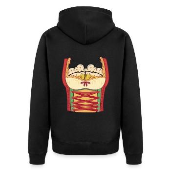 Mei Dirndl is in da Wäsch - Unisex Premium Organic Zip Hoodie - black - Back - Nico (187cm)