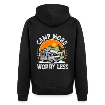 Camping Camper Campen - Unisex Premium Bio Zip Hoodie - Schwarz - Hinten - Nico (187cm)
