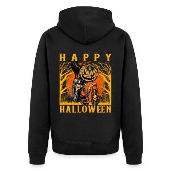 Happy Halloween - Unisex Premium Organic Zip Hoodie - black - Back - Nico (187cm)
