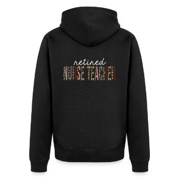 Retired Nurse Teacher Leopard Print Funny Gift - Unisex Premium Organic Zip Hoodie - black - Back - Nico (187cm)