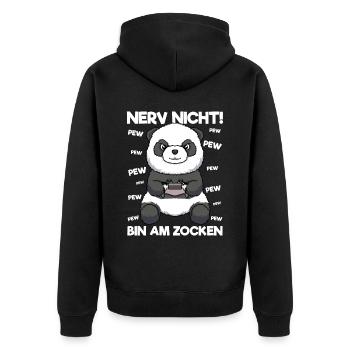Nerv nicht bin am Zocken Gaming Panda - Unisex Premium Bio Zip Hoodie - Schwarz - Hinten - Nico (187cm)