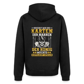 Doppelkopf reichet mir die Karten Kartenspiel - Unisex Premium Bio Zip Hoodie - Schwarz - Hinten - Nico (187cm)