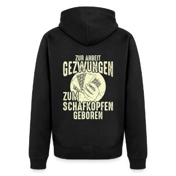 Zum Schafkopfen geboren Kartenspiel - Unisex Premium Bio Zip Hoodie - Schwarz - Hinten - Nico (187cm)