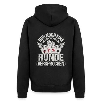 Doppelkopf nur noch eine Runde Kartenspiel - Unisex Premium Bio Zip Hoodie - Schwarz - Hinten - Nico (187cm)