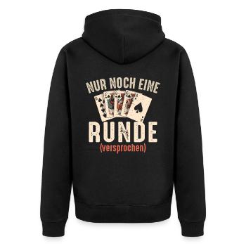 Doppelkopf nur noch eine Runde Kartenspiel - Unisex Premium Bio Zip Hoodie - Schwarz - Hinten - Nico (187cm)