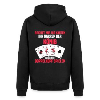 Doppelkopf reichet mir die Karten Kartenspiel - Unisex Premium Bio Zip Hoodie - Schwarz - Hinten - Nico (187cm)
